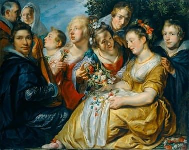 Artwork Title: Self portrait with his Family and Father-in-Law Adam van Noort