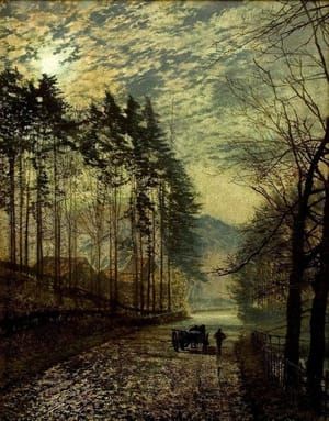 Artwork Title: Near Hackness, a Moonlit Scene with Pine Trees