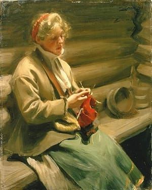 Artwork Title: Girl From Dalecarlia Knitting