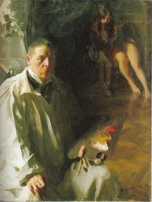 Artwork Title: Självporträtt Med Modell (Self Portrait With A Model)