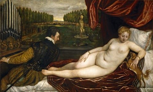 Artwork Title: Venus and Musician or Venus with an Organist and a Dog