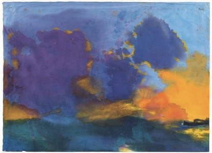 Artwork Title: Meer mit hellvioletter Wolke, Undated