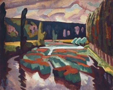 Artwork Title: River With Poplars