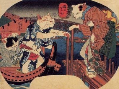 Artwork Title: Cats Enjoying a Cool Evening