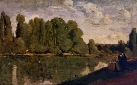 Artwork Title: The Rhone – Three Women on the Riverbank Seated on a Tree Trunk