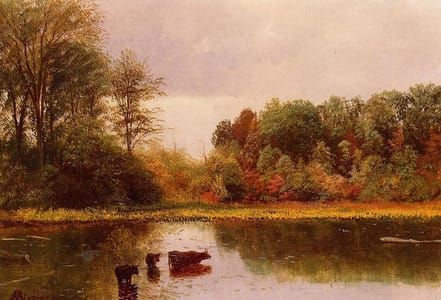 Artwork Title: Cows Watering in a Landscape
