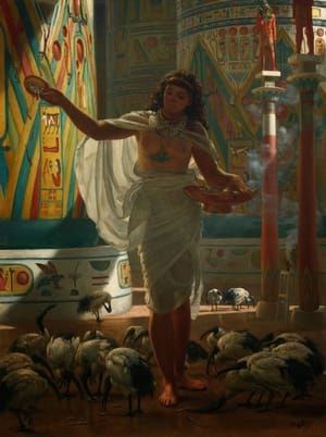 Artwork Title: Feeding the Scared Ibis in the Halls of Karnac