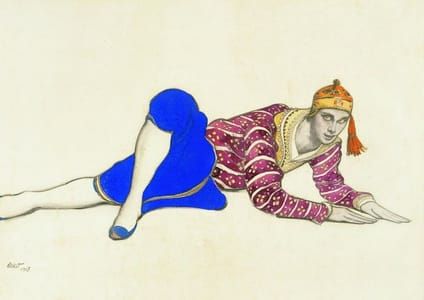 Artwork Title: Costume design for Nijinsky as Chinese Dancer in Les Orientales