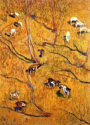 Artwork Title: Sunny slope with goats
