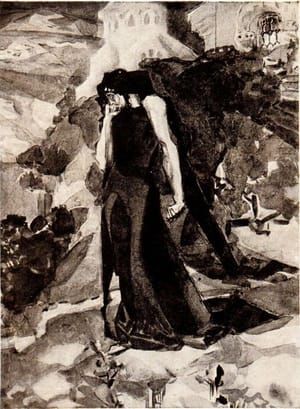 Artwork Title: Демон у стен монастыря. Иллюстрация к поэме М.Ю. Лермонтова “Демон”