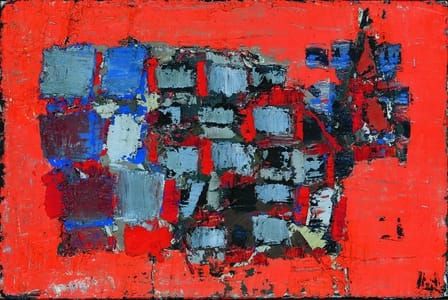 Artwork Title: Composition sur fond rouge