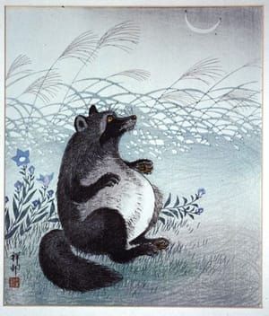 Artwork Title: Tanuki and Autumn Grasses