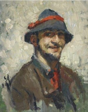 Artwork Title: Self Portrait with Hand and Red Band