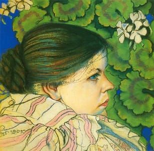 Artwork Title: Portrait of the Artist's Wife with Pelargoniums