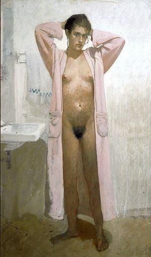 Artwork Title: She, In Pink Bathroab