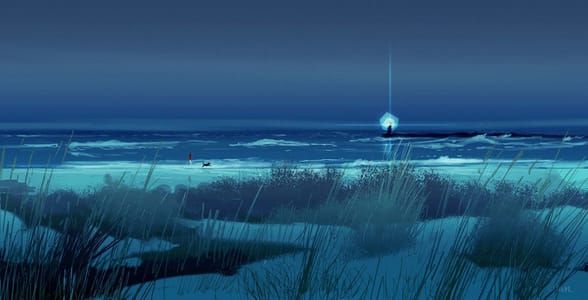Artwork Title: Walking on the beach at night..