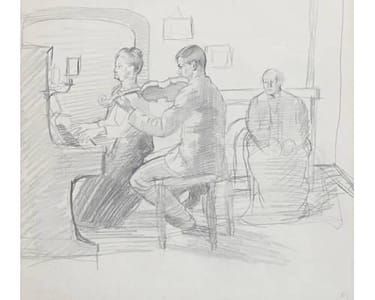 Artwork Title: Ted at the Violin - A Study of the Artist's Family