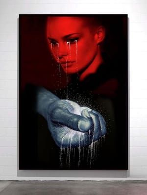 Artwork Title: White tears on red face
