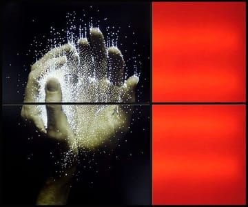 Artwork Title: Grey Hand And Red Surface