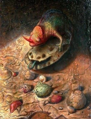 Artwork Title: Chameleon in Ecstasy for an Empty Turtle (Camaleonte in Estasi per una Tartaruga Vuota)