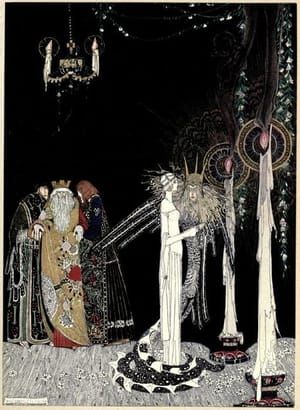 Artwork Title: She saw the Lindworm for the first time as he came in and stood by her side