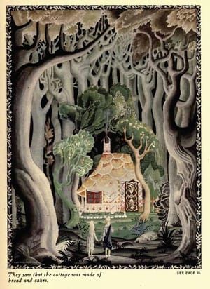 Artwork Title: Hansel and Grete; They saw that the cottage was made of bread and cakes