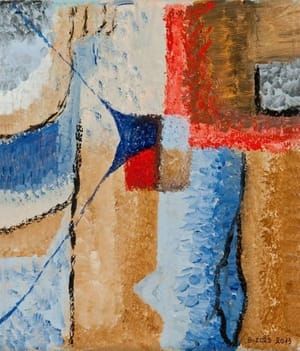 Artwork Title: Blue on Red