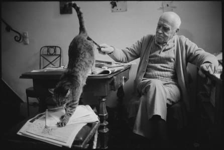Artwork Title: Swiss Sculptor Diego Giacometti at Home with Cat