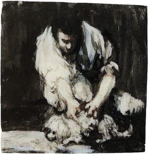 Artwork Title: Man Picking Fleas from a Little Dog