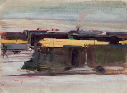 Artwork Title: Train Cars at the Station