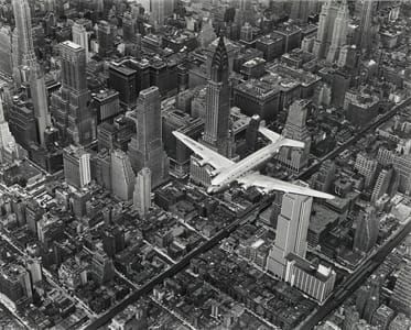 Artwork Title: 'a Dc-4 Flying Over New York City'