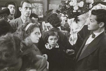 Artwork Title: Man Carrying Flowers On A Crowded Subway