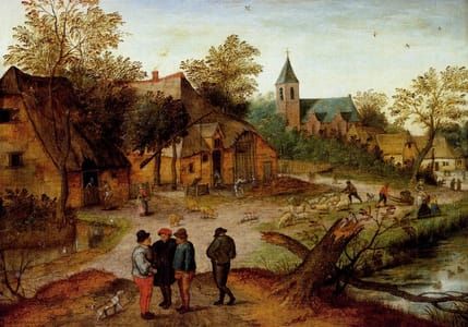 Artwork Title: A Village Landscape with Farmers
