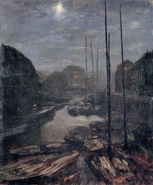 Artwork Title: Moonlight on the Friedrichskanal in Old Berlin