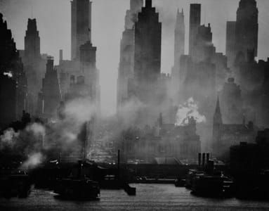 Artwork Title: A view of bustling, raucous New York City, looking straight down 42nd Street, January 1946