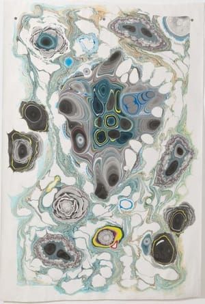 Artwork Title: Unstable Talismanic rendering 19 (with gratitude to master Marbler Dirk Lange)