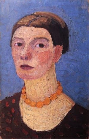 Artwork Title: Self-portrait in front of the blue gray ground (Selbstbildnis vor blaugrauem Grund)