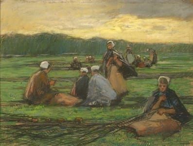 Artwork Title: Nettenboetsters, Scheveningen (Net Menders, Scheveningen)