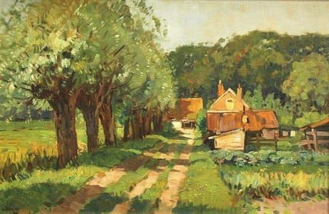 Artwork Title: Boerderijtjes bij knotwilgen  (Farms with willows)
