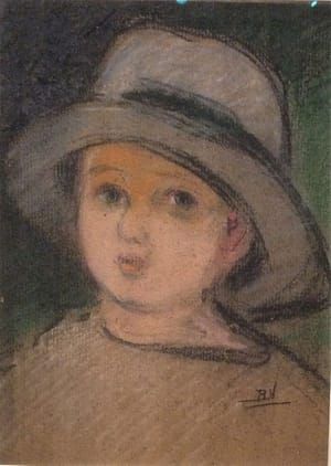 Artwork Title: Engelien met de hoed van oom Ben (Engelien wearing Uncle Ben's Hat)