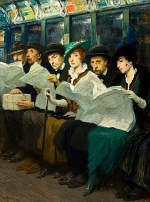Artwork Title: Subway riders in New York City