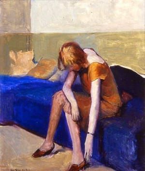 Artwork Title: Girl tying Her Shoe