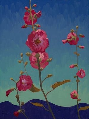 Artwork Title: Hollyhocks