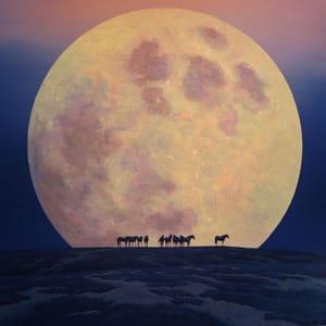 Artwork Title: Moonrise with Horses #1
