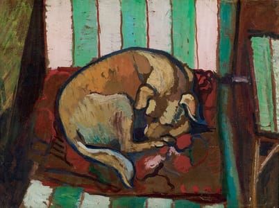 Artwork Title: Dog sleeping on a cushion (Chien endormi sur un coussin)