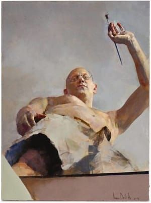 Artwork Title: Self portrait in foreshortening