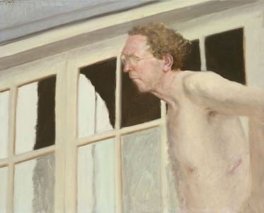 Artwork Title: Glass Door with Self-Portrait