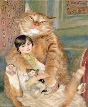 Artwork Title: Cat with Julie Manet with Cat (After Renoir)