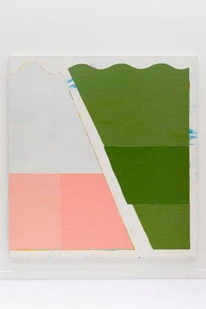 Artwork Title: Stage Left to Stage Right, (Green Horizontal to Salmon Horizontal, with Interventions)