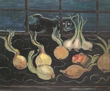 Artwork Title: Still Life with Cat and Onions
